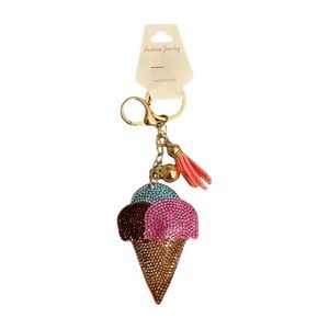 Ice Cream Cone Keychain with Tassel